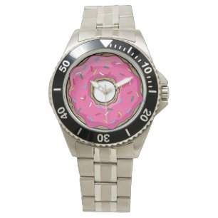 Cartoon Pink Doughnut With Sprinkles Watch