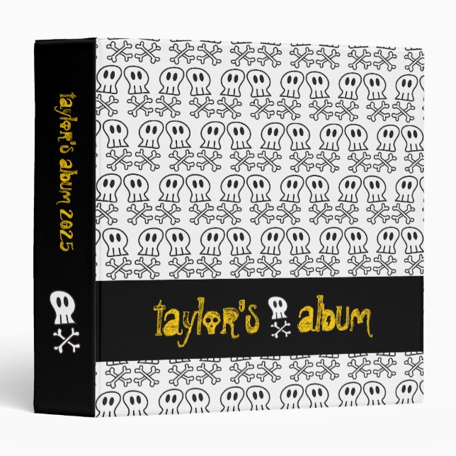 Cartoon Pirate Ship Skulls Bones Fun Colourful Binder (Front/Spine)