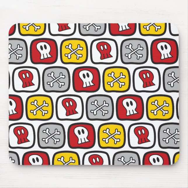 Cartoon Pirate Ship Skulls Bones Fun Colourful Mouse Pad (Front)