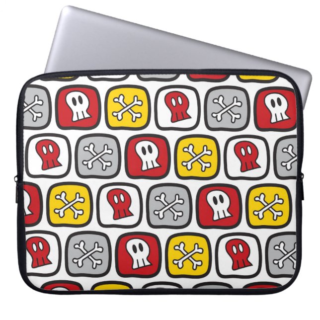 Cartoon Pirate / Skeleton Skulls & Bones Fun Kid's Laptop Sleeve (Front)