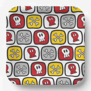 Cartoon Pirate / Skeleton Skulls & Bones Halloween Paper Plate