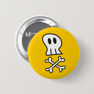 Cartoon Pirate Skull & Bone Kid's Halloween Party 2 Inch Round Button