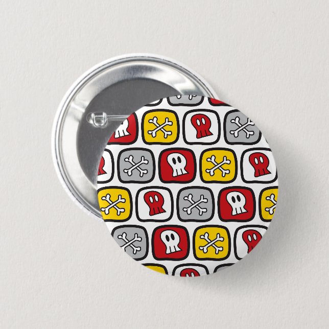 Cartoon Pirate Skulls and Bones Kid's Favour 2 Inch Round Button (Front & Back)