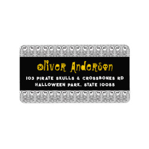 Cartoon Pirate Skulls & Bones Halloween Address Label
