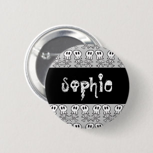 Cartoon Pirate Skulls & Bones Kid's Party Name Tag 2 Inch Round Button
