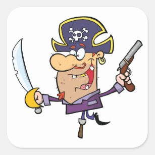 Cartoon Pirate Square Sticker