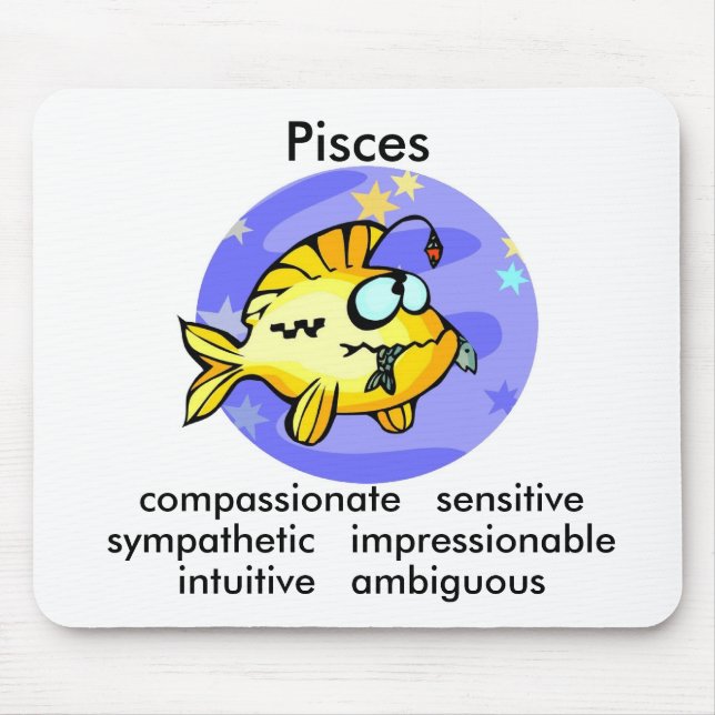 Cartoon Pisces Fish eating Fish Mouse Pad (Front)