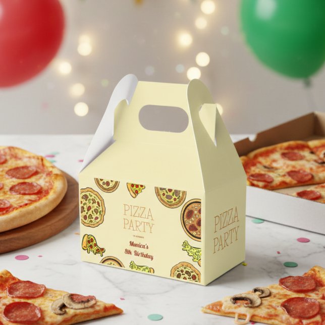 Cartoon pizza party birthday favor box (Creator Uploaded)