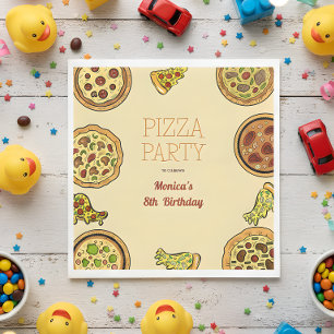 Cartoon pizza party birthday napkin