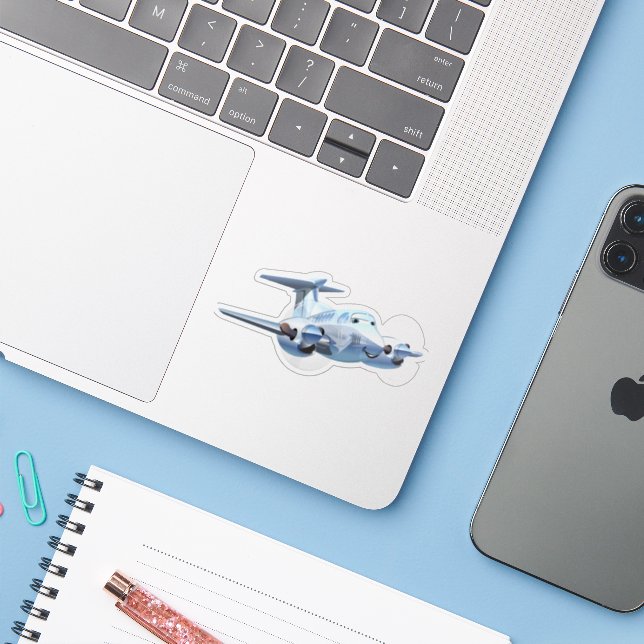 Cartoon plane (Laptop w/ iPhone)