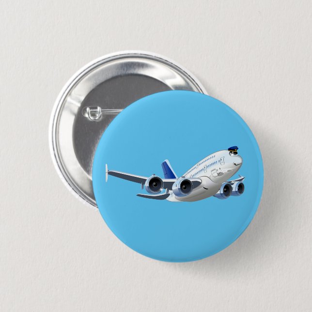 Cartoon plane 2 inch round button (Front & Back)