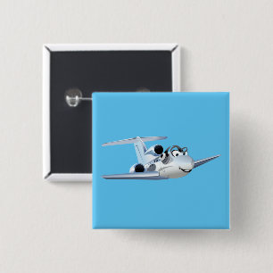 Cartoon plane 2 inch square button