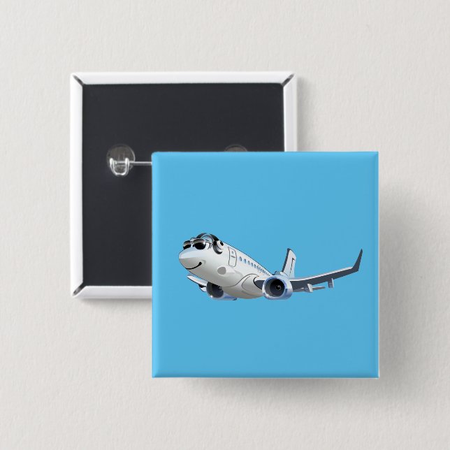 Cartoon plane 2 inch square button (Front & Back)