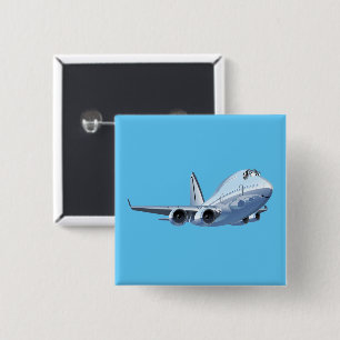 Cartoon plane 2 inch square button