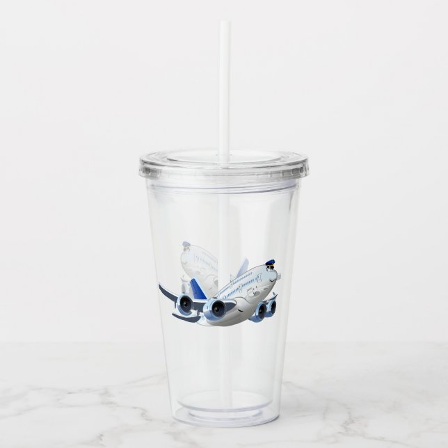 Cartoon plane acrylic tumbler (Front)