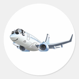 Cartoon plane classic round sticker