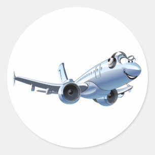 Cartoon plane classic round sticker