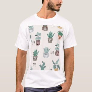 Cartoon Plants: Bear Face Seamless T-Shirt