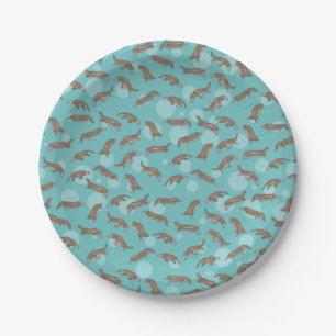 Cartoon Platypuses  Swimming Paper Plate