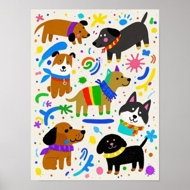Cartoon playful puppies  poster (Front)