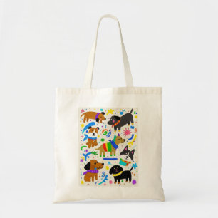 Cartoon playful puppies  tote bag