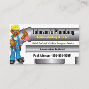 Cartoon Plumber Business Card African American
