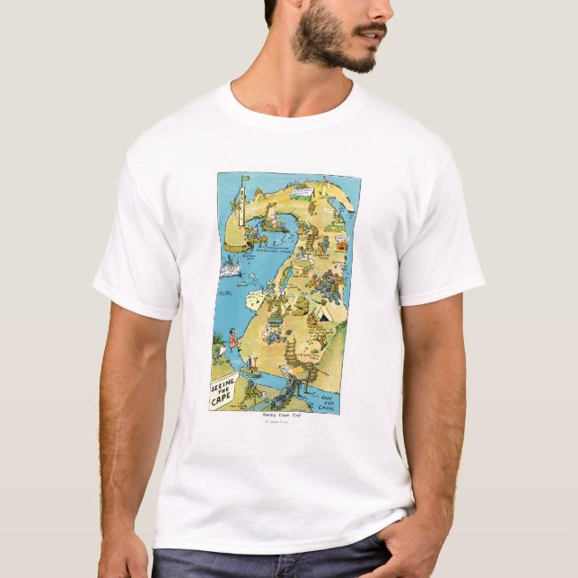 Cartoon Points of Interest on Cape Cod T-Shirt (Front)