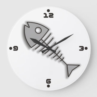 Cartoon Poisson Bones Funny Mur Horloge avec des n