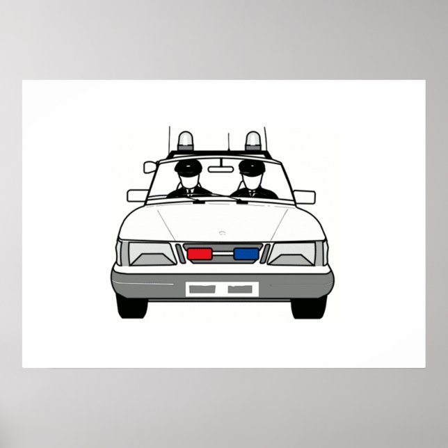 Cartoon Police Car Poster (Front)
