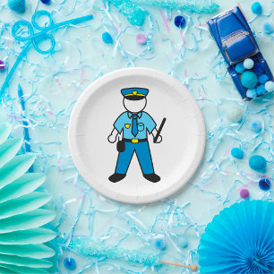 Cartoon Police Officer Fun Law Enforcement Paper Plate