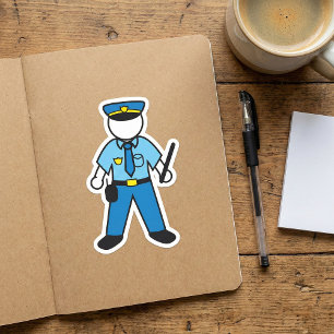 Cartoon Police Officer Fun Law Enforcement  Square Sticker