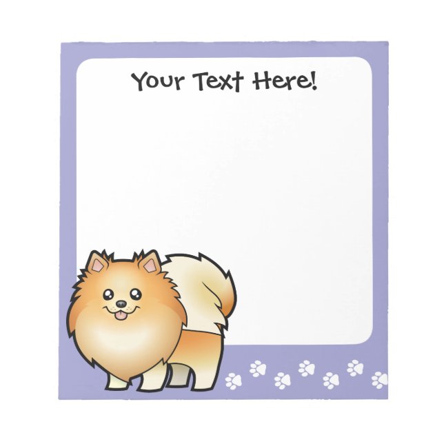 Cartoon Pomeranian Notepad (Front)
