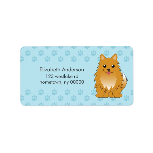 Cartoon Pomeranian Puppy Label (Front)