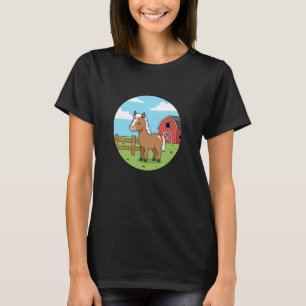 Cartoon Pony Horse with Red Barn for Kids T-Shirt