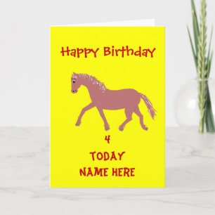 Cartoon pony, smiling, birthday customize card