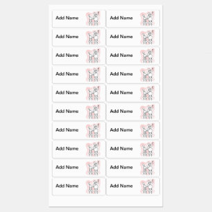 Cartoon Poodle Name Tags and Labels