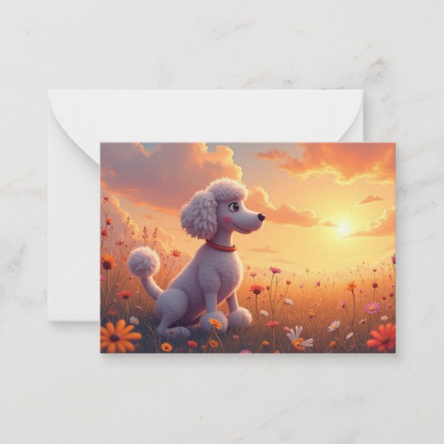 Cartoon Poodle Note Card (Front)
