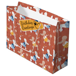 Cartoon poodon sans couture motif grand sac cadeau