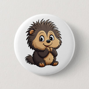Cartoon porcupine illustration 2 inch round button