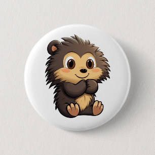 Cartoon porcupine illustration 2 inch round button