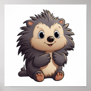 Cartoon porcupine illustration poster