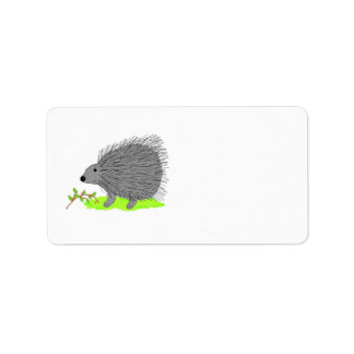 Cartoon Porcupine Label