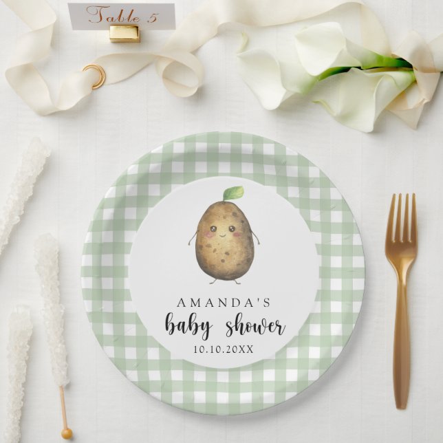 Cartoon Potato Baby Shower Paper Plate (Wedding)