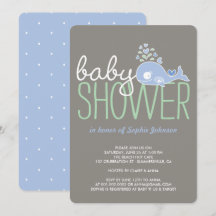 Cartoon Pregnant Blue Mommy Whale Boy Baby Shower