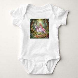 Cartoon Princess Riding on the Unicorn Baby Bodysuit