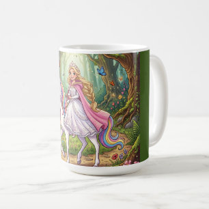 Cartoon Princess Riding on the Unicorn Coffee Mug