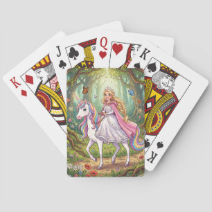 Cartoon Princess Riding on the Unicorn Playing Cards