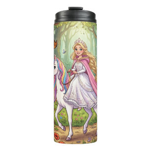 Cartoon Princess Riding on the Unicorn Thermal Tumbler