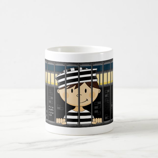 Cartoon Prisoner in Jail Cell Coffee Mug (Center)