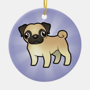 Cartoon Pug (add your own message) Ceramic Ornament